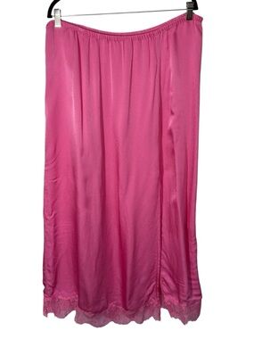 Aerie Maxi Slip Skirt with Lace Hem Pink Plus XXL Elastic Waist